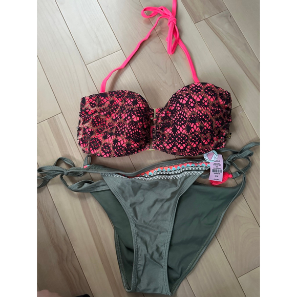 Y2K Bikini Set Ardene Bottom M La Vie En Rose Lace Top S - Picture 2 of 7